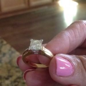 14k Solid Gold Moissanite Princess Ring